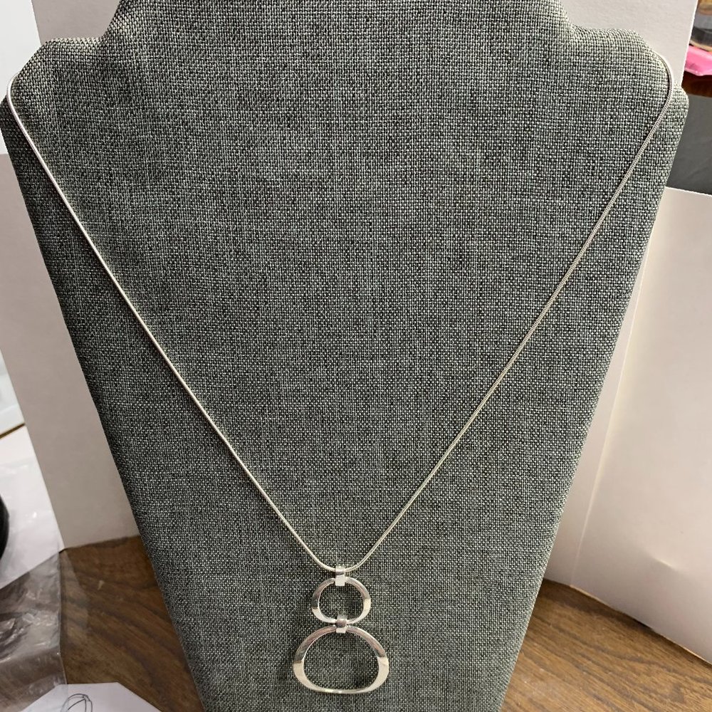 Paolo Romeo .925 Italy Sterling Snake Chain With Silver Pendant.